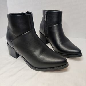 Blondo Eileen Waterproof Black Leather Heeled Ankle Booties Pointed Toe 6.5
